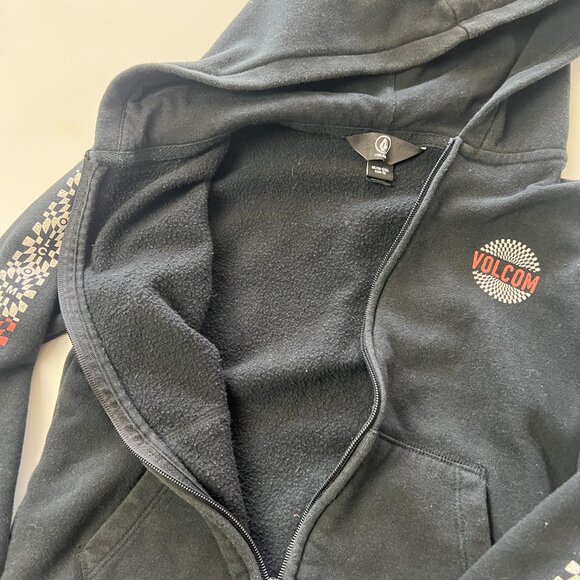 Kids 7 Black Volcom Zip up Hooded Sweater Jacket - Picture 5 of 6